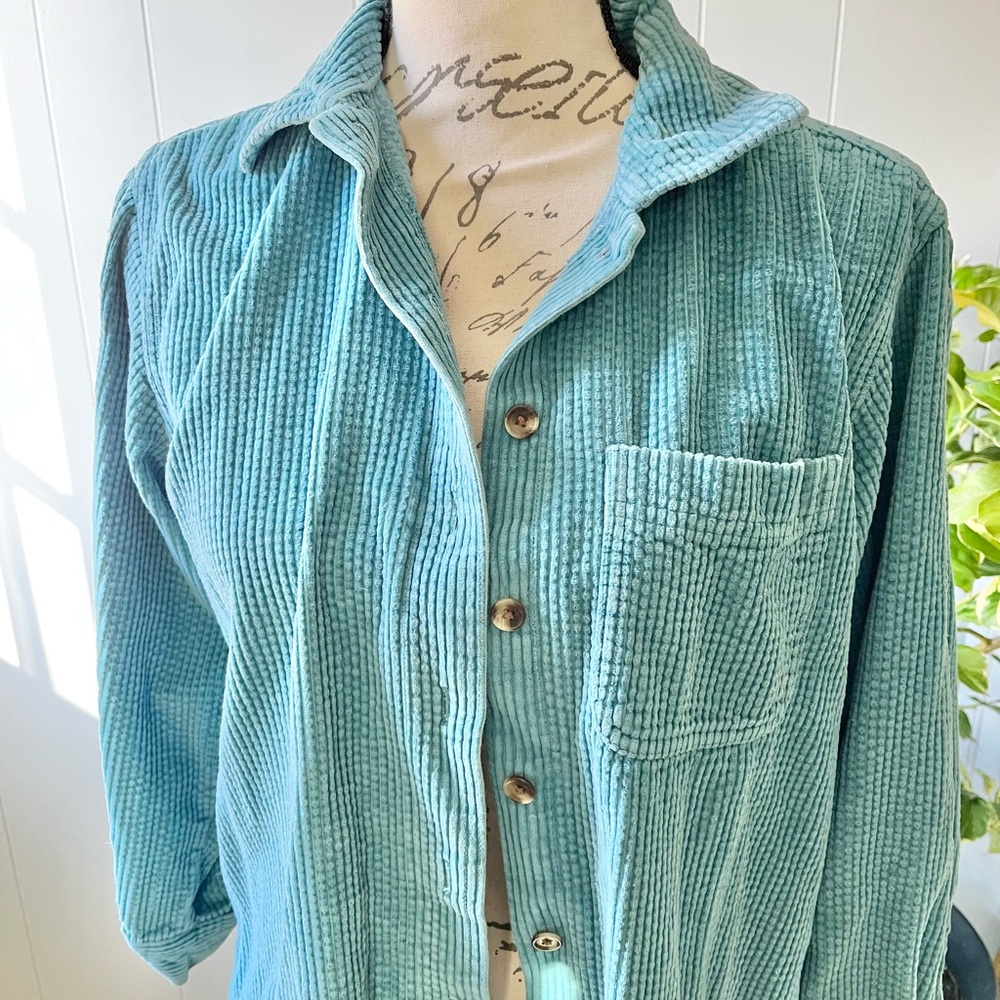 L.L.Bean Blue Corduroy Button Down Long Sleeve Shirt Size XS